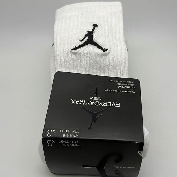 Nike Jordan Everyday Max Unisex Crew Socks (3‎ Pack) WMN 4-6 YTH 3Y-5Y-NWT - Picture 4 of 5